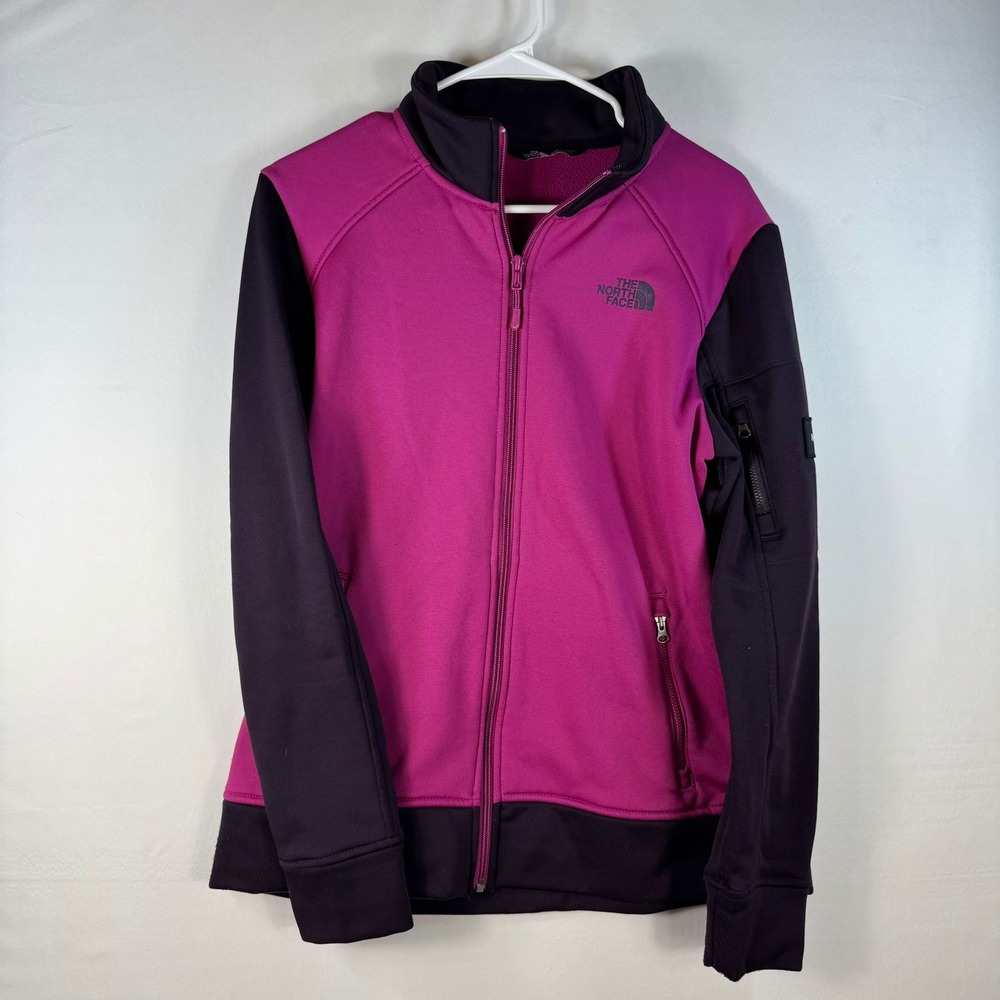 The North Face Womens Pink Purple Colorblock Full Zip Fleece Jacket Large
